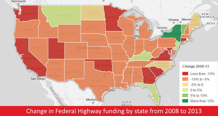 Top 10 Underfunded States for Federal Highway Funding per Capita