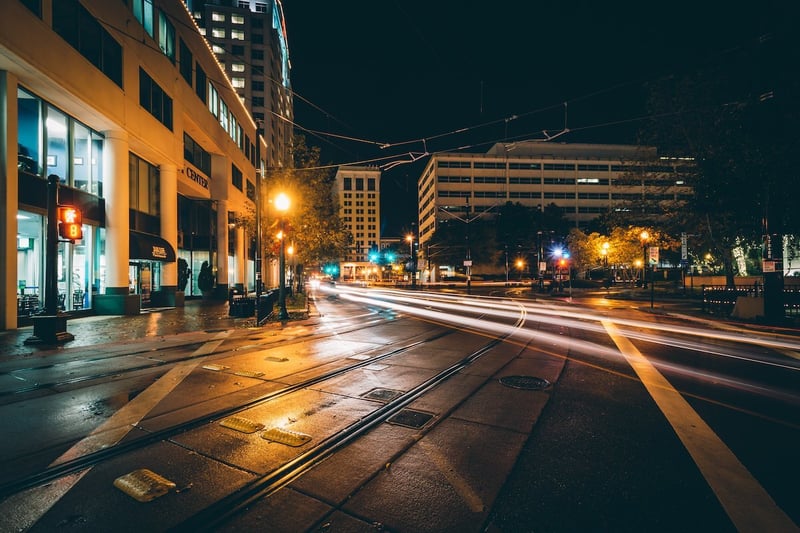 downtown at night