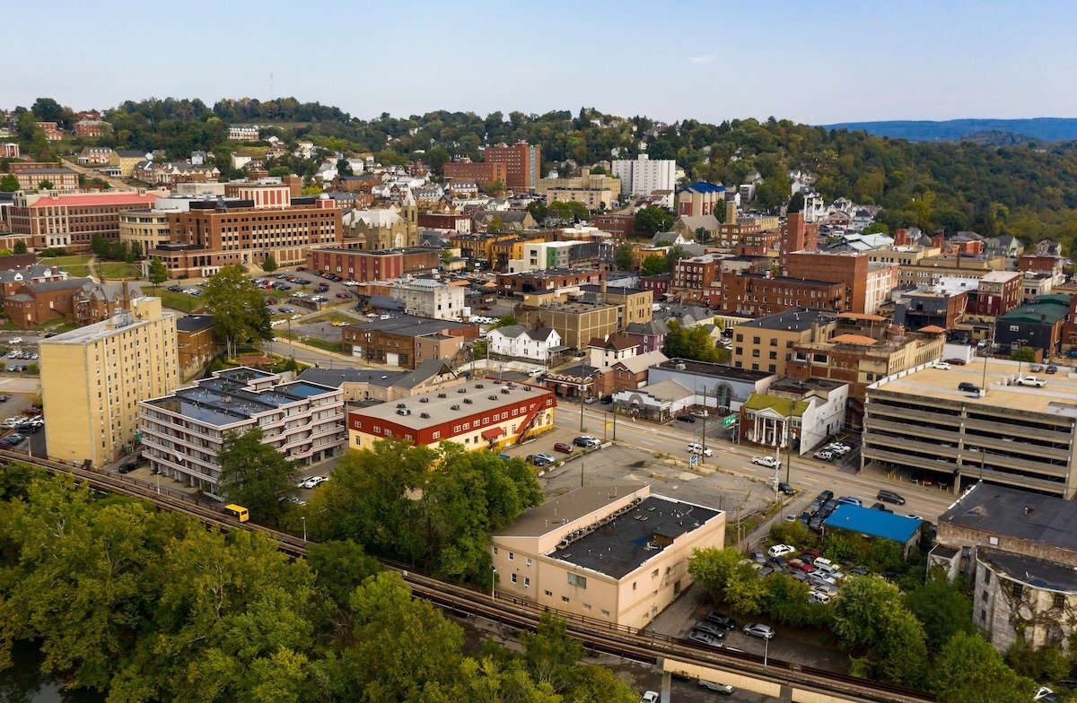 Aerial view of Morgantown