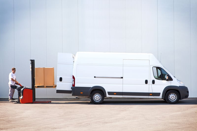 Sprinter van delivering packages