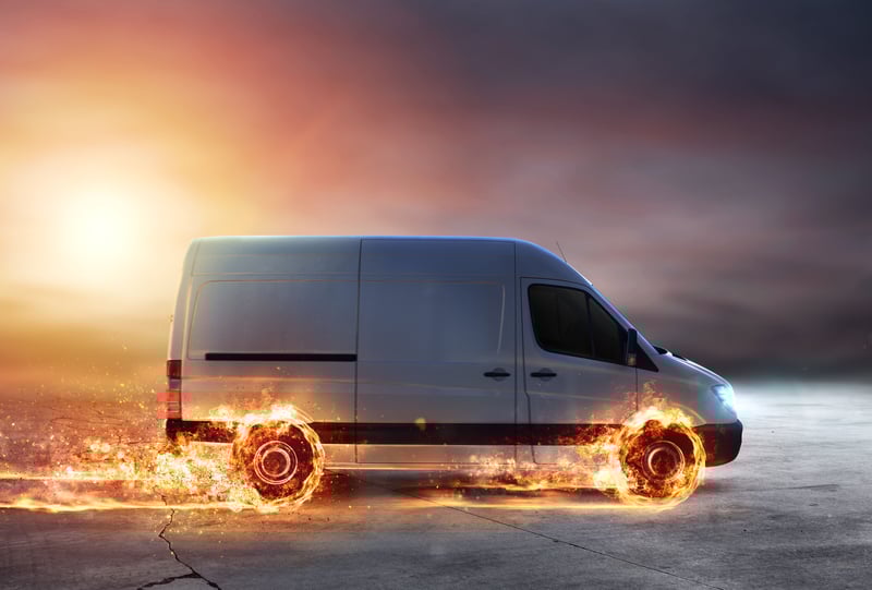 Sprinter van with flame tires