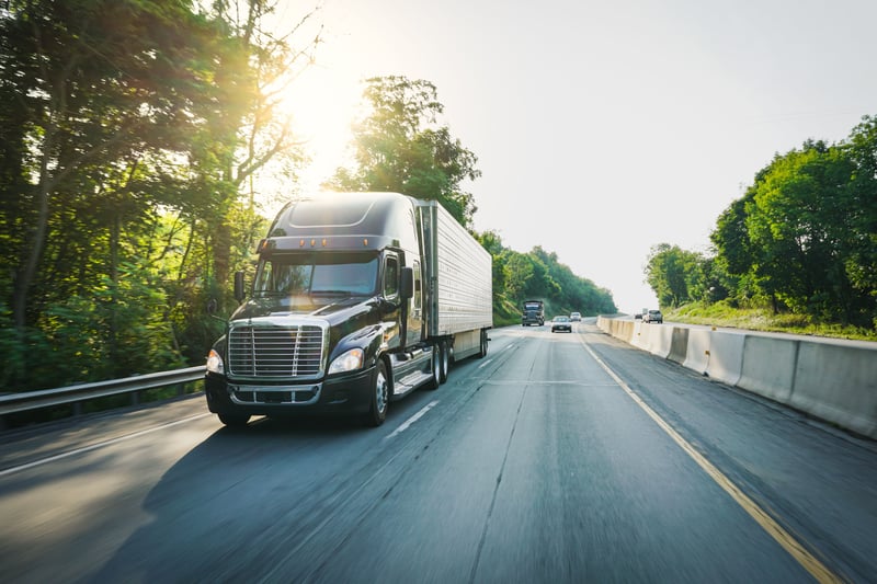 Semi truck driving on the highway