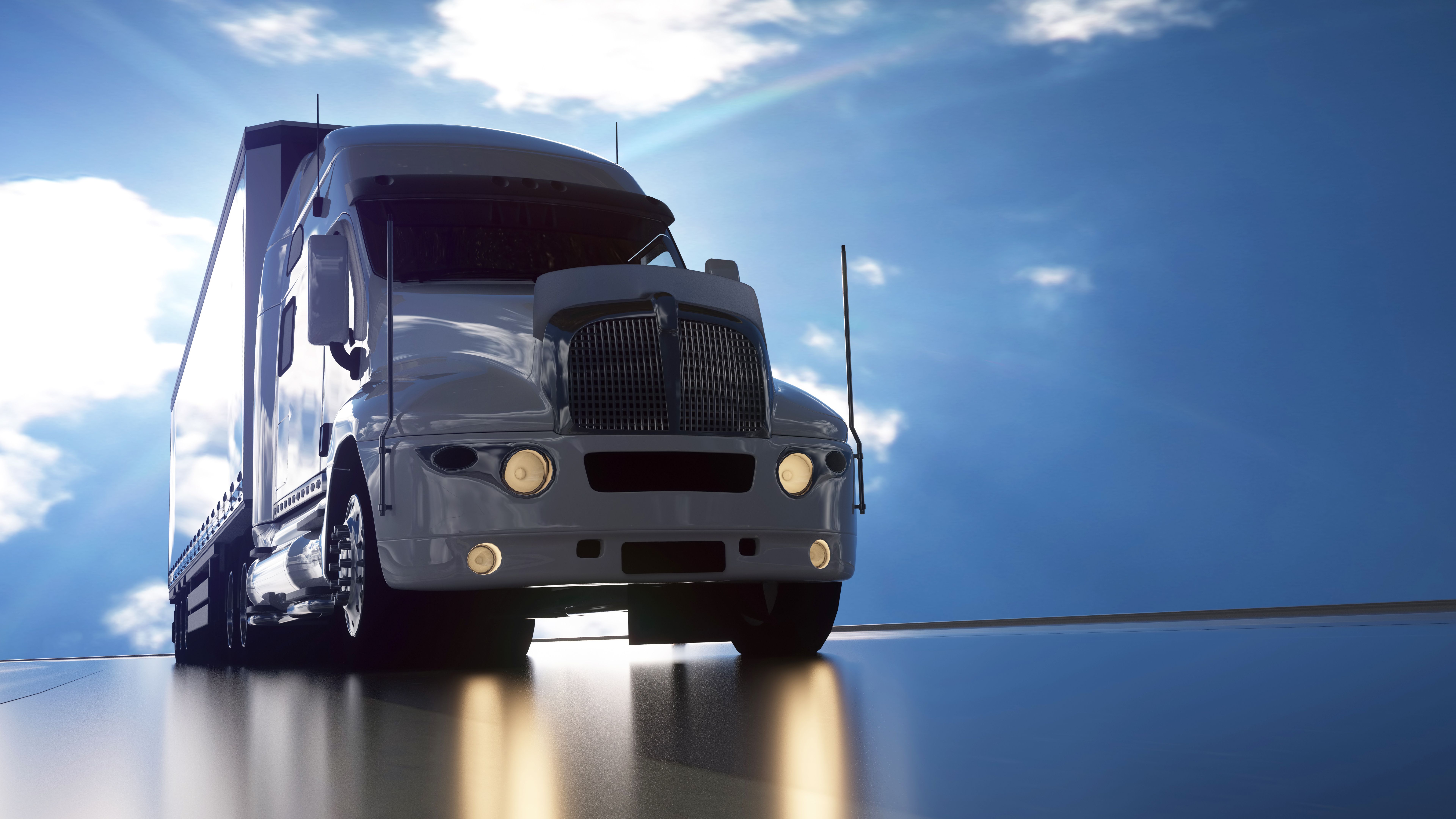 Shot of large semi truck